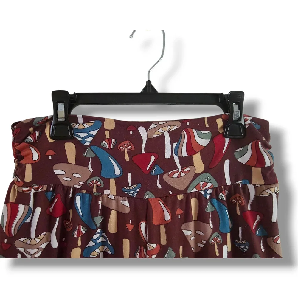 Earthbound Trading Co Womens SMALL Brown Mushroom Flare Pants - Picture 2 of 4